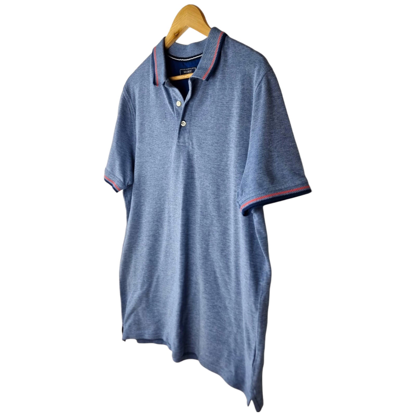 Maine Polo Shirt Men's UK Size M Blue Contrasting Trim 100% Cotton