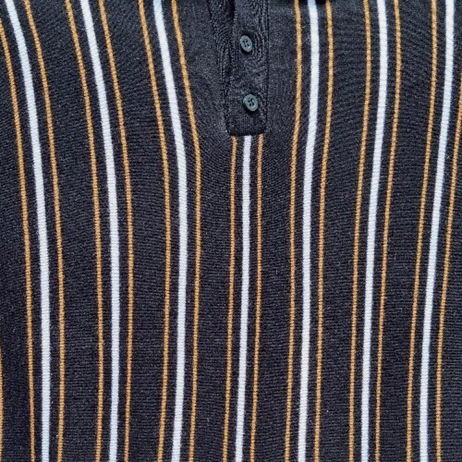 Pull & Bear Polo Shirt Men's UK Size S Black Knit Striped Jersey Tee Summer