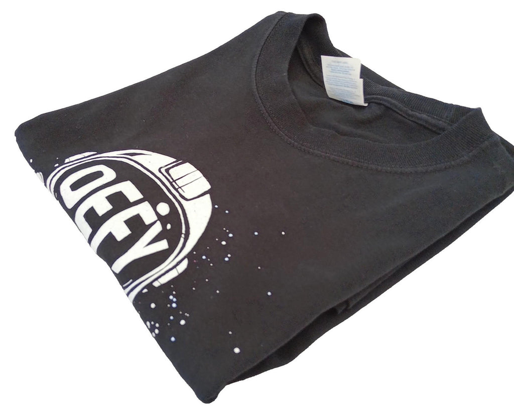 Graphic Print T-Shirt Men's UK Size S Black Crew Neck 100% Cotton Easy Care DEFY