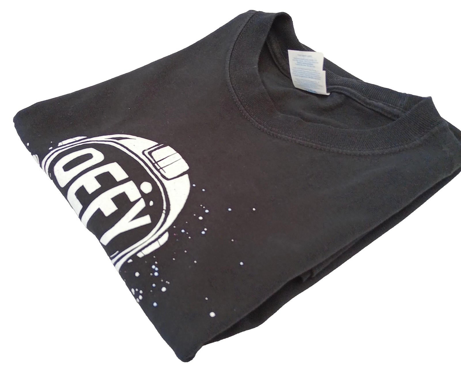 Graphic Print T-Shirt Men's UK Size S Black Crew Neck 100% Cotton Easy Care DEFY