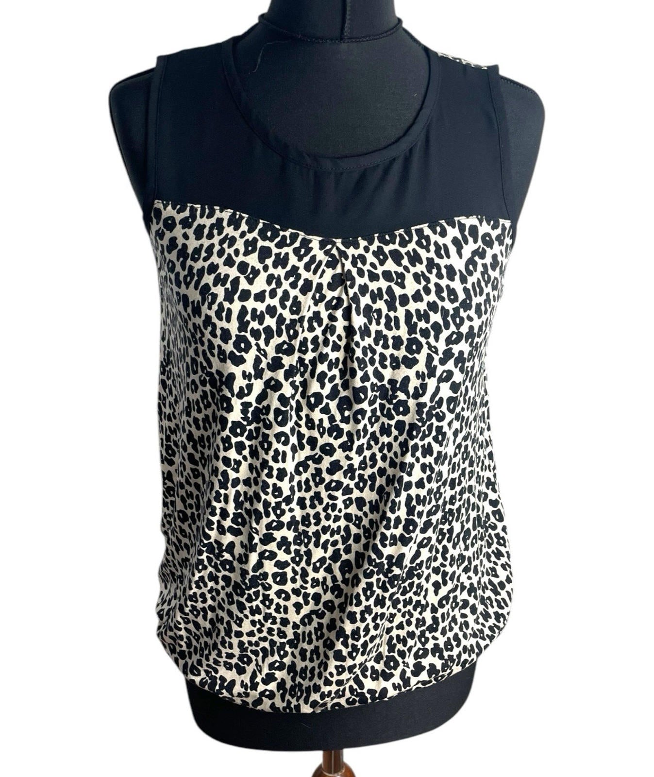 Leopard Print Vest Top Chiffon Panel Neck Women’s UK Size S