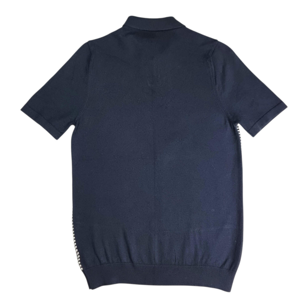 Next Knit Polo Shirt Men's UK Size M Blue Textured Short Sleeve 100% Cotton