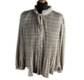 Zara Brown Beige Blouse Tie Neck Top Frilled Hem Women’s UK Size L