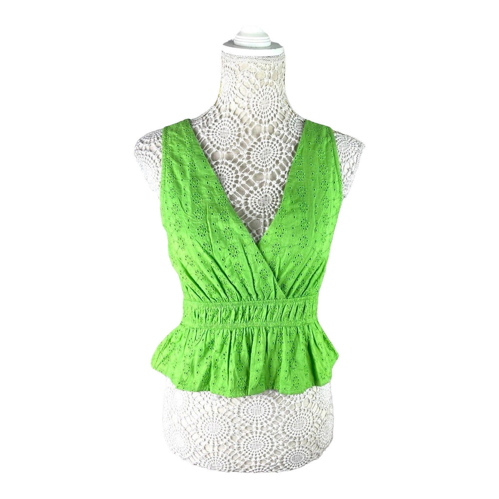 Tank Top Embroidered Cropped Green Blouse Women’s UK Size 8