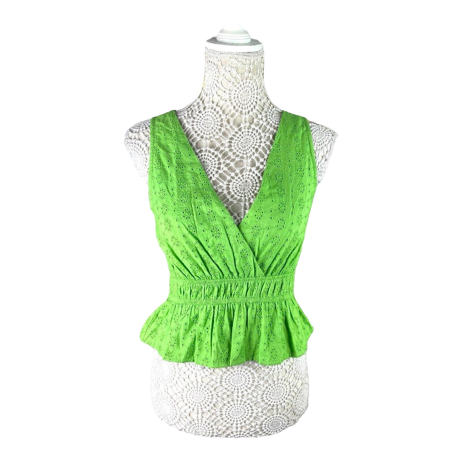 Tank Top Embroidered Cropped Green Blouse Women’s UK Size 8