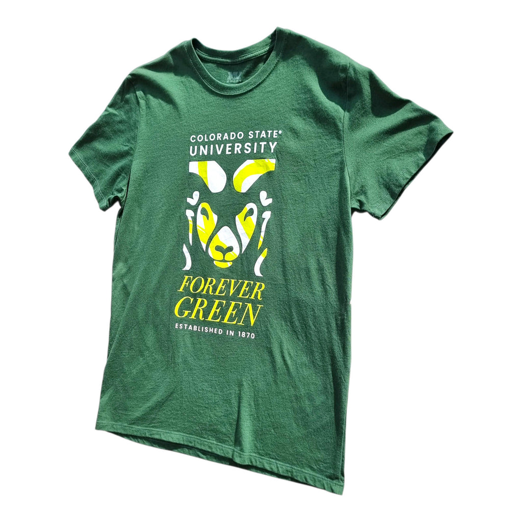 Colorado State University Graphic Print T-Shirt Men's UK Size M Green Crew Neck