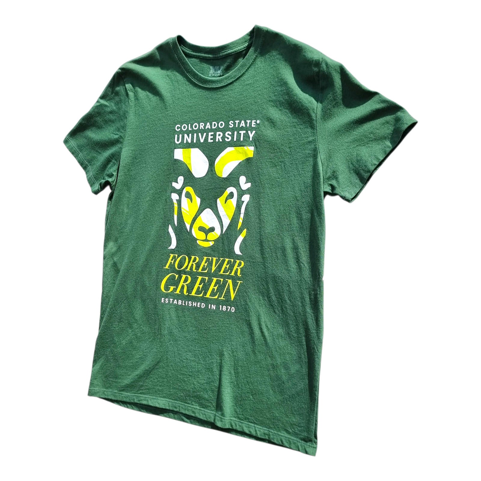 Colorado State University Graphic Print T-Shirt Men's UK Size M Green Crew Neck