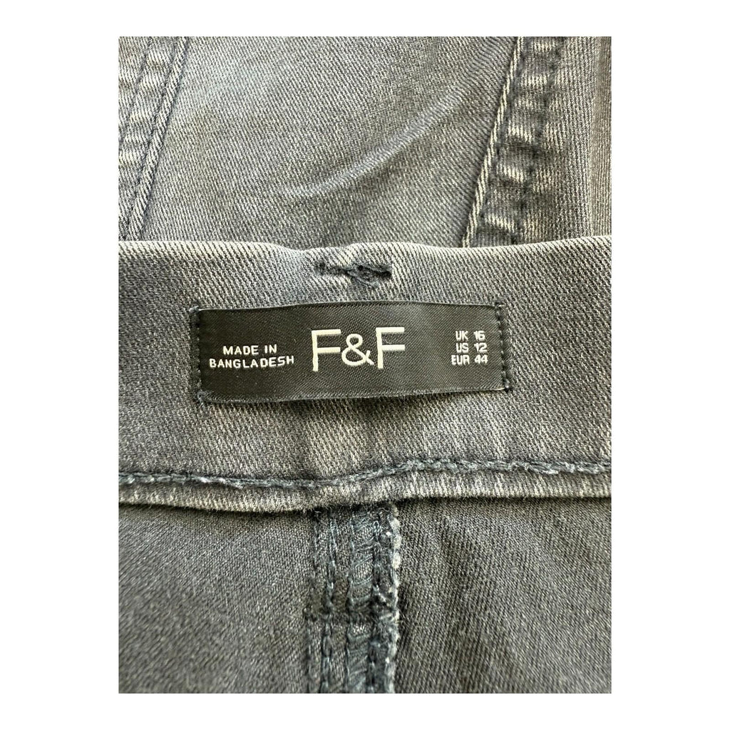 F&F Jegging Jeans Women’s UK Size 16 Black Denim Skinny Leg Stretch High Waist