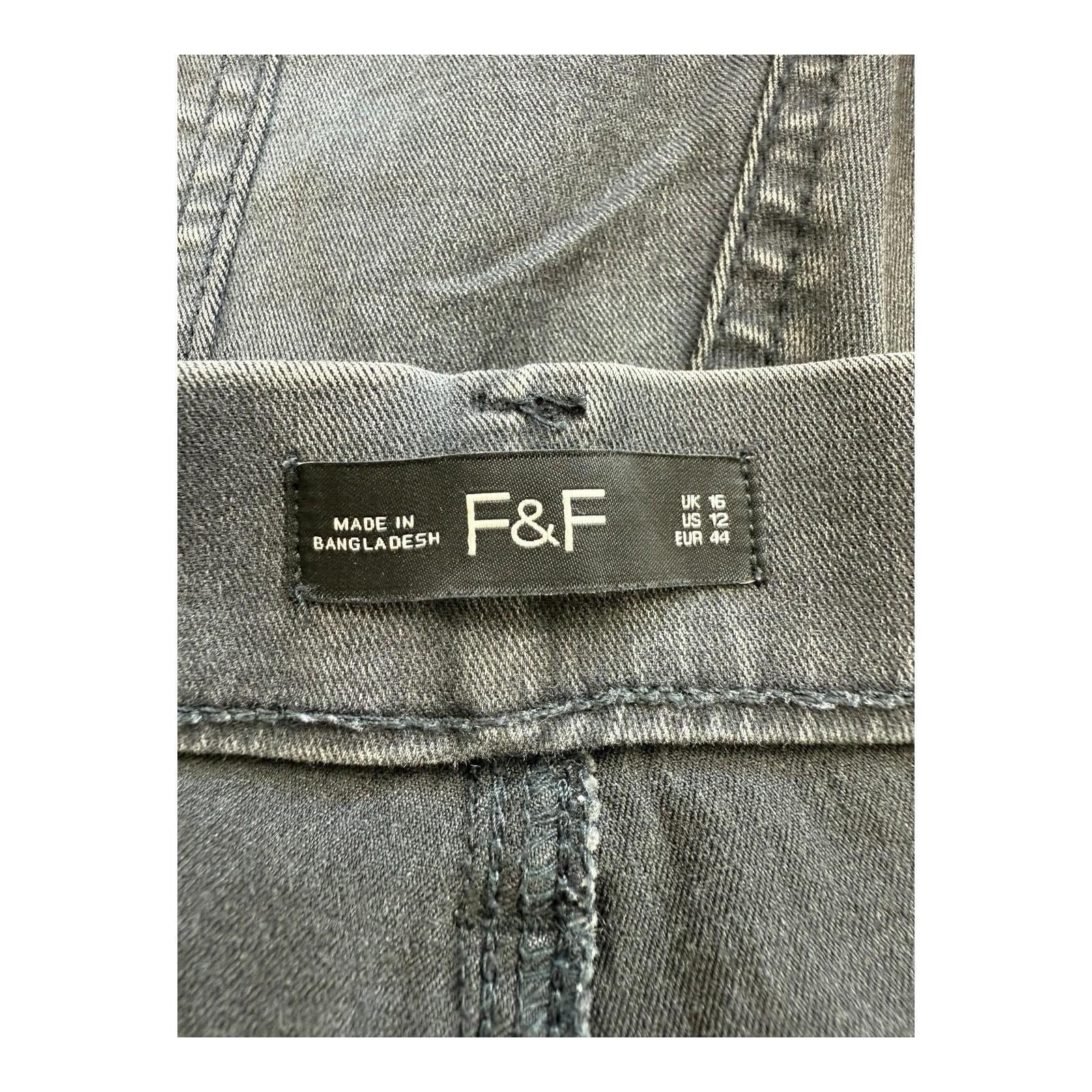 F&F Jegging Jeans Women’s UK Size 16 Black Denim Skinny Leg Stretch High Waist