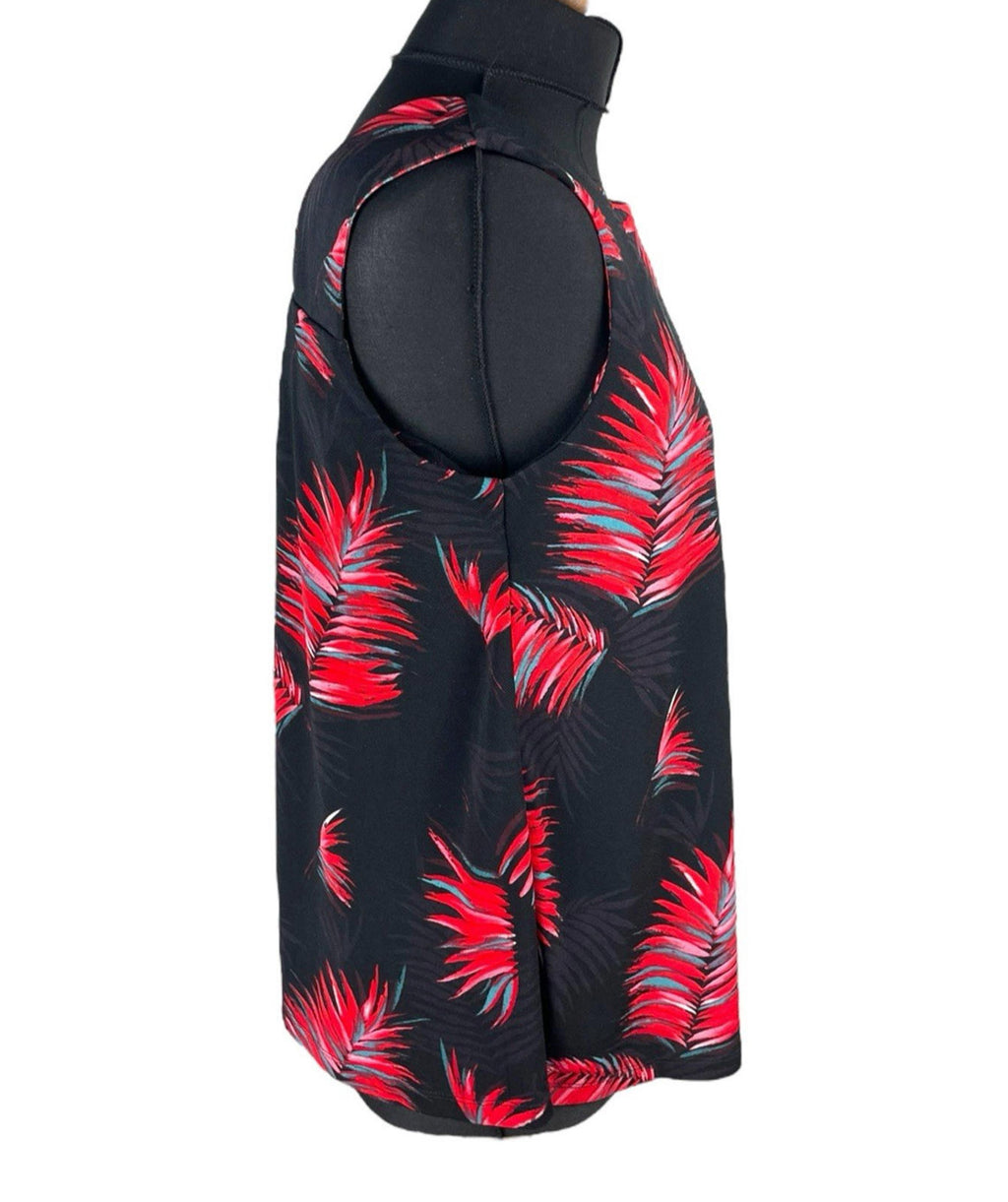 Next Red Leaf Print Tank Top Blouse Square Neck Summer Women’s UK Size 10