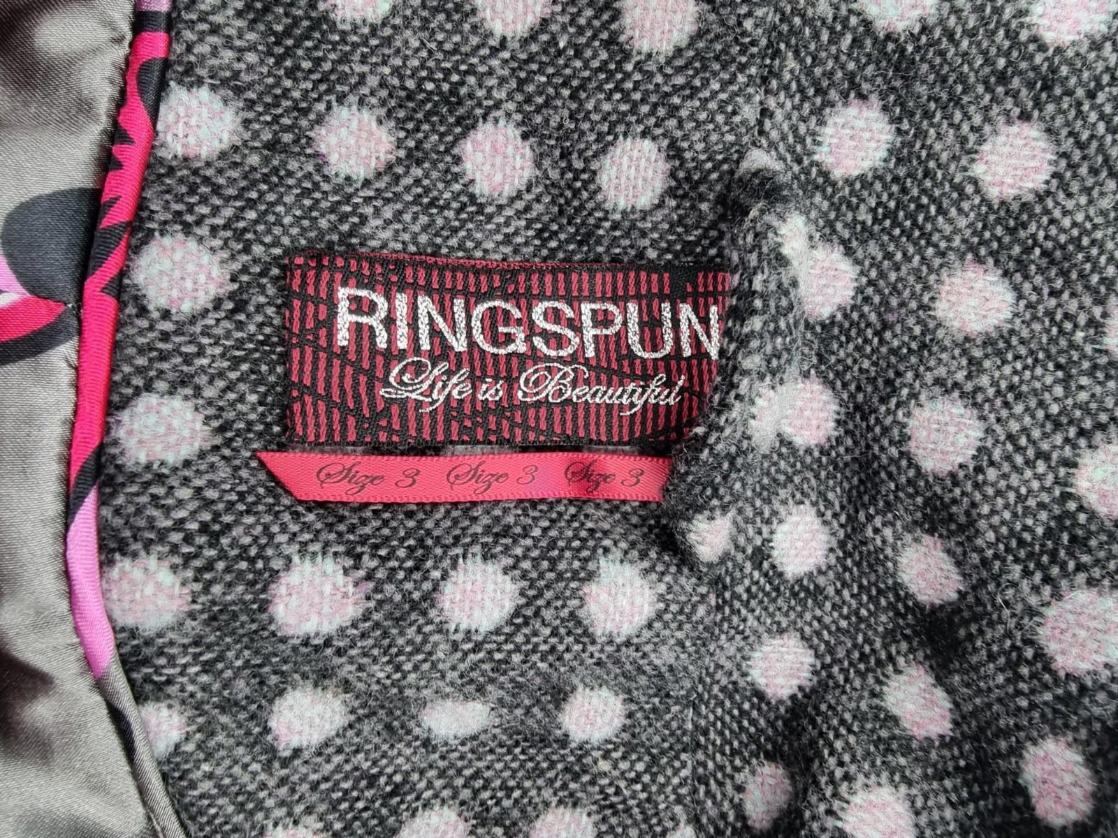 Ringspun Pink Polka Dot Grey Coat Women's UK Size M