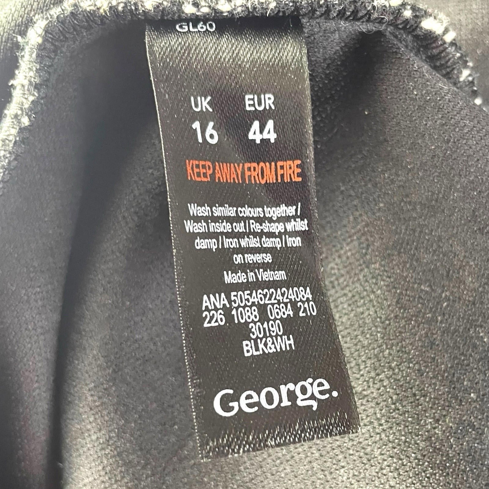 Thin Jacket George Black And White Open Front Women’s UK Size 16