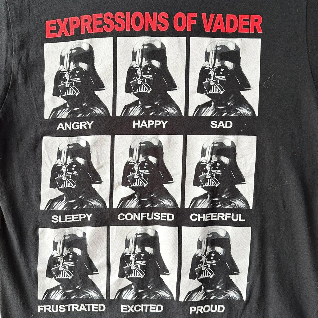 Star Wars T-Shirt Men's UK Size Medium M Vader Expressions Black Graphic Print