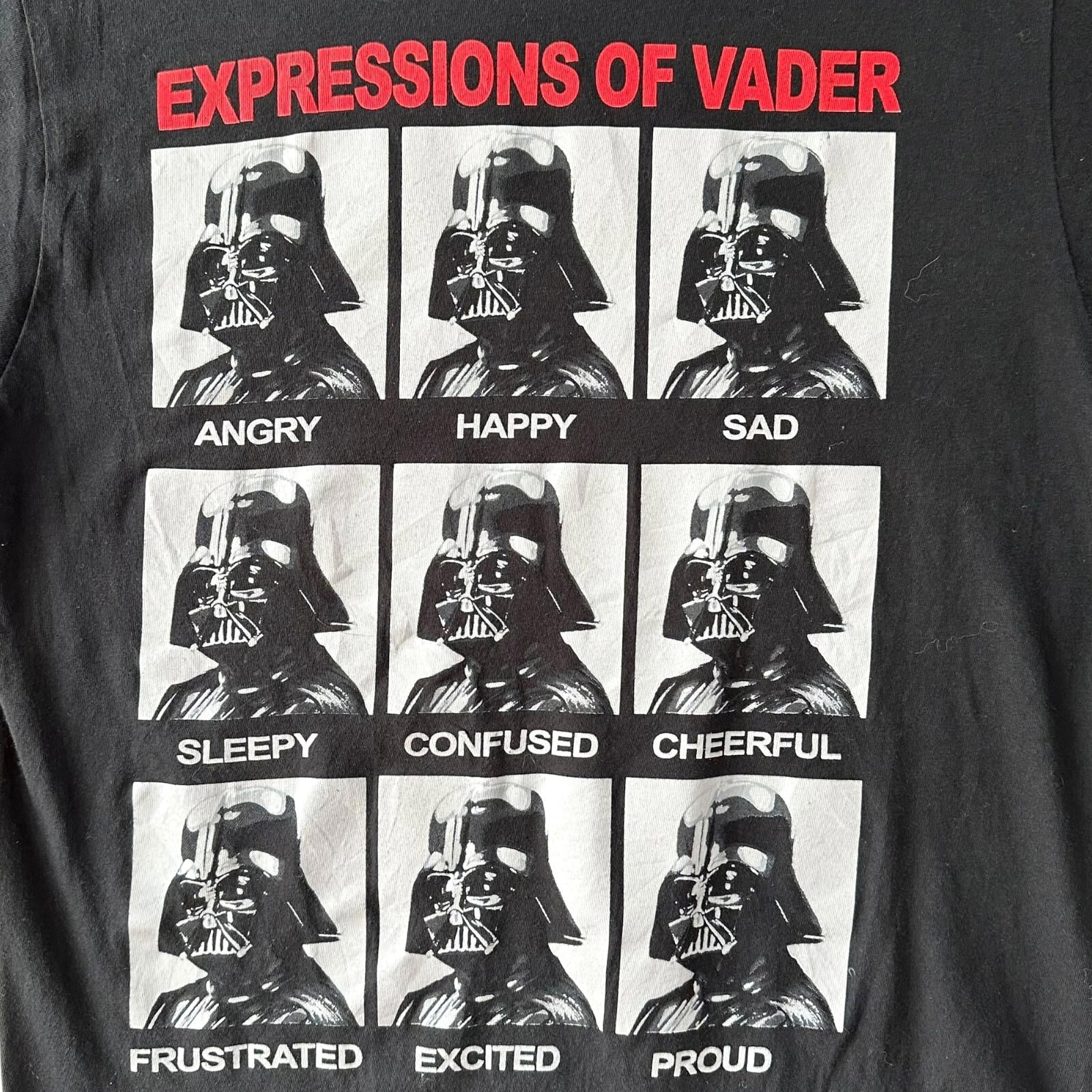 Star Wars T-Shirt Men's UK Size Medium M Vader Expressions Black Graphic Print