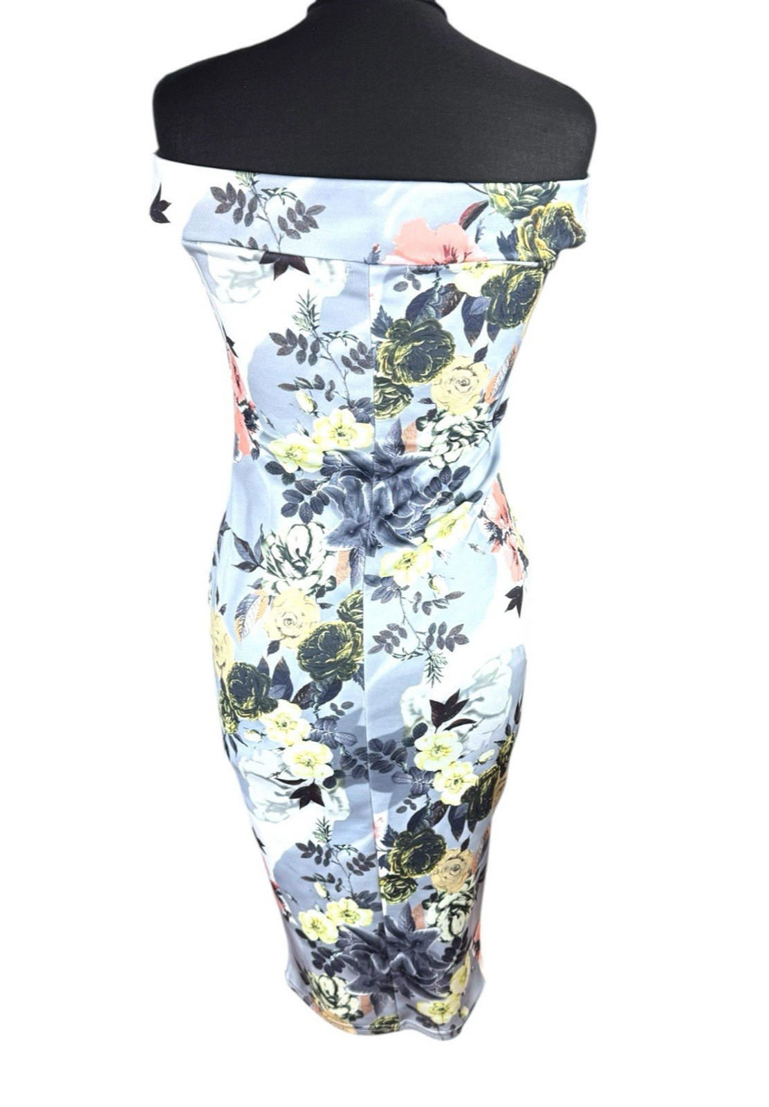 Boohoo Night Silver Floral Ocassion Dress Midi Off Shoulder Women’s UK Size 12