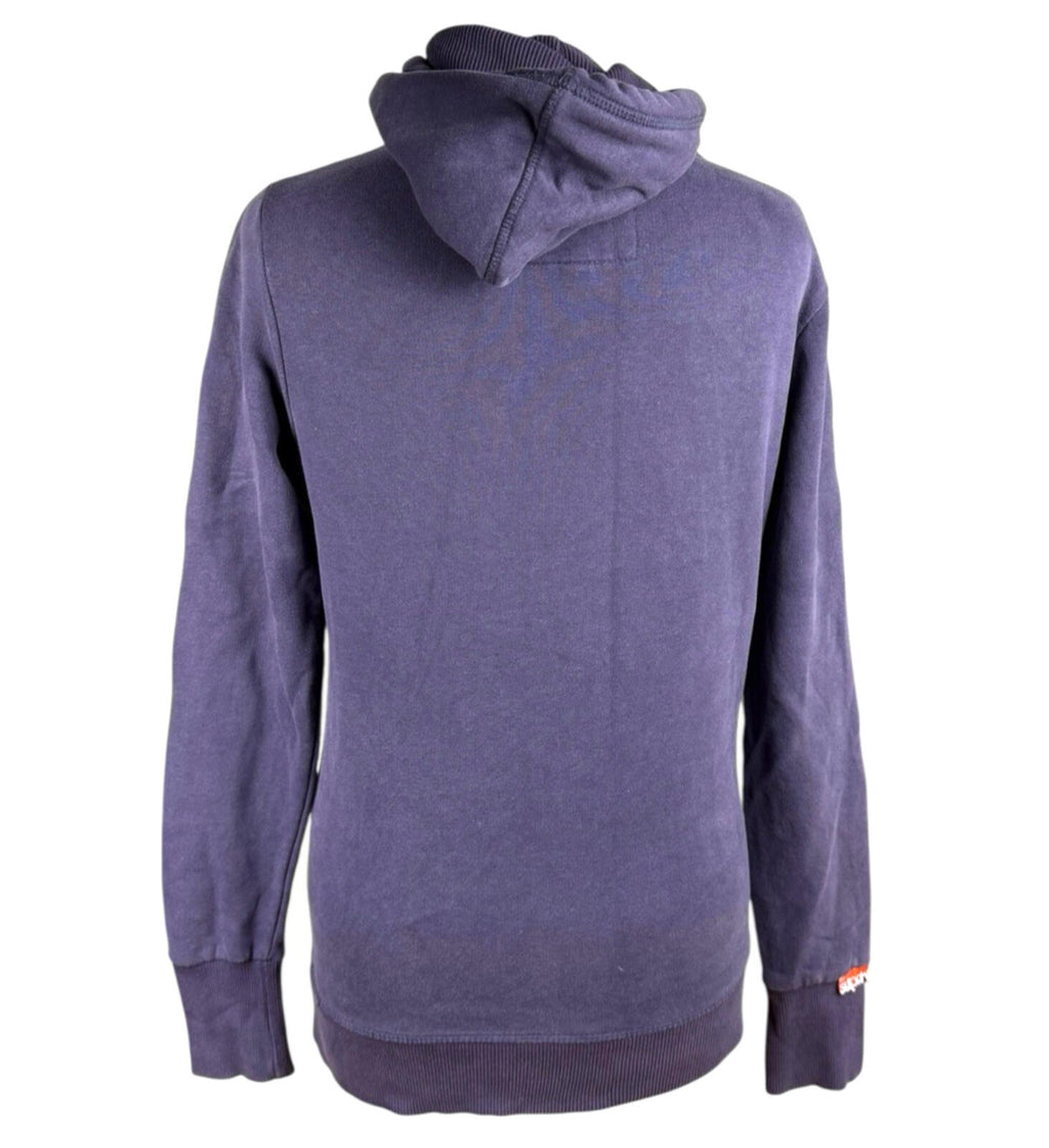 Super Dry Hoodie Women’s UK Size S Logo Print Fleece Lined Jersey Purple