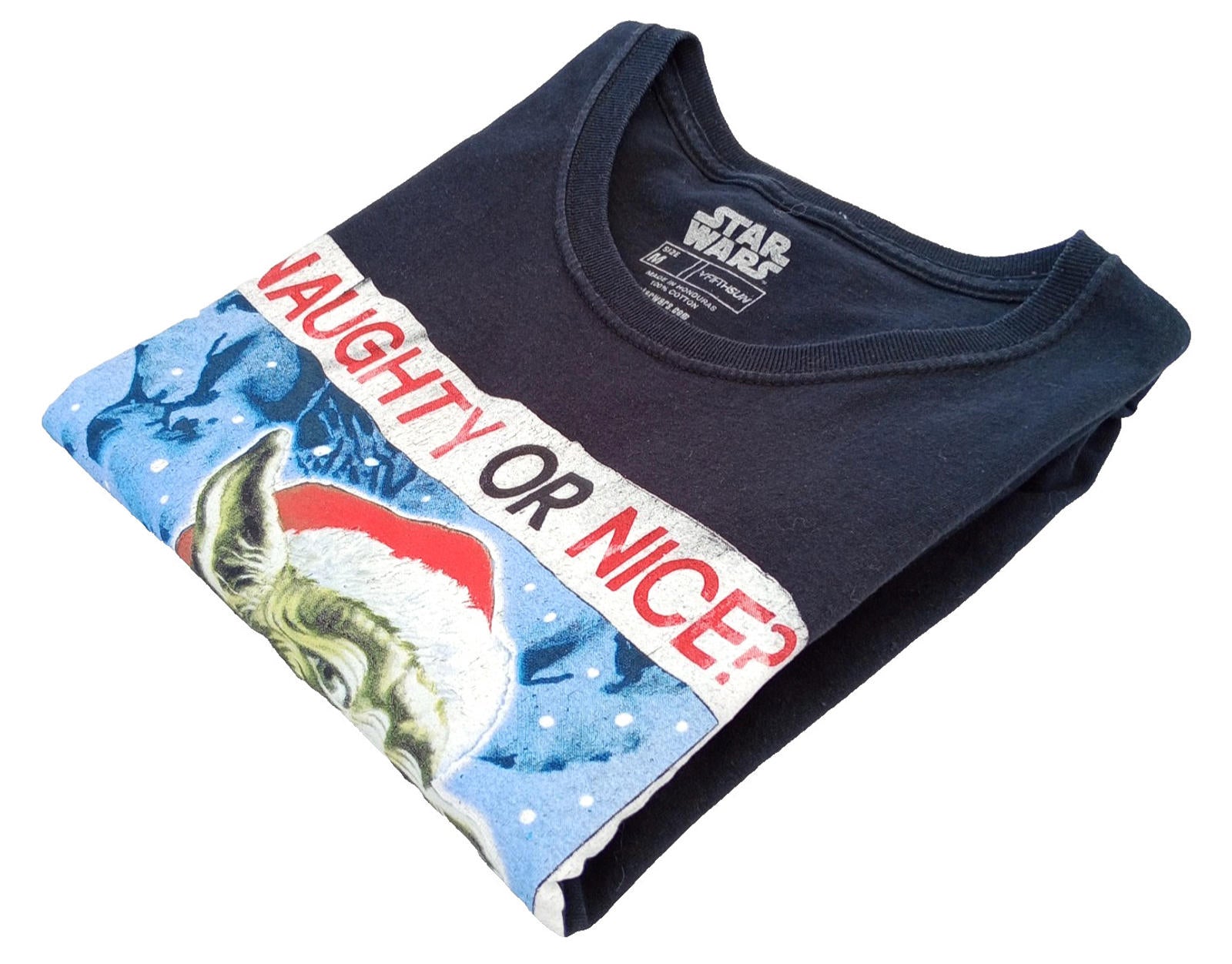 Graphic Print T-Shirt Men's UK Size M Black Crew Neck 100% Cotton Christmas