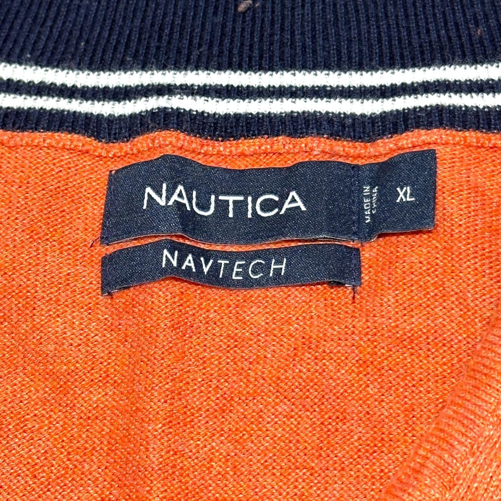 Nautica Knit Jumper Men's UK Size XL Orange Long Sleeve 1/4 Zip Sweater