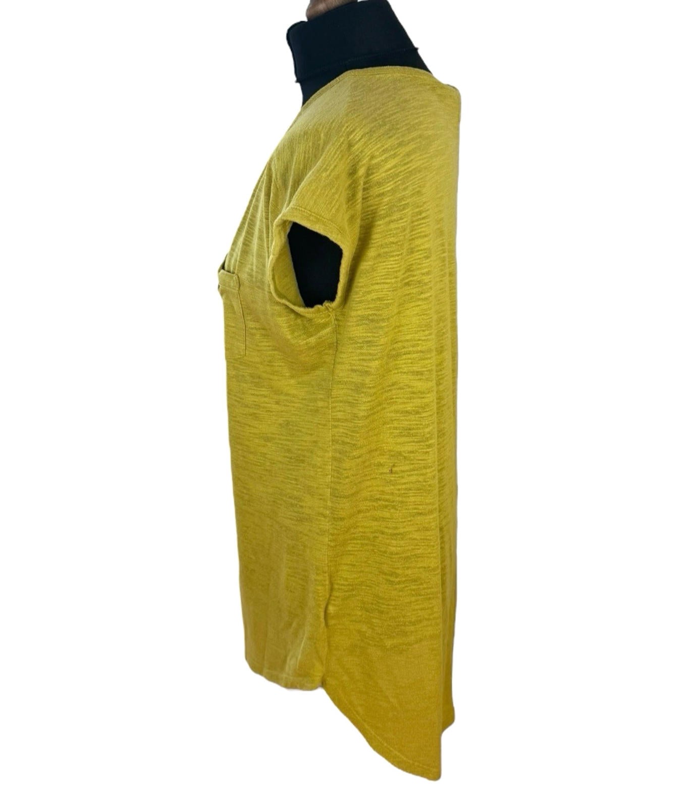 Next T-Shirt Blouse Women’s UK Size 14 Mustard Yellow V Neck Pocket Summer