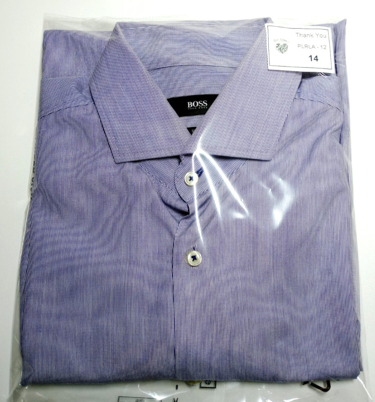 Hugo Boss Shirt Men's UK Size S Blue Stripe 100% Cotton Easy Care Slim Fit