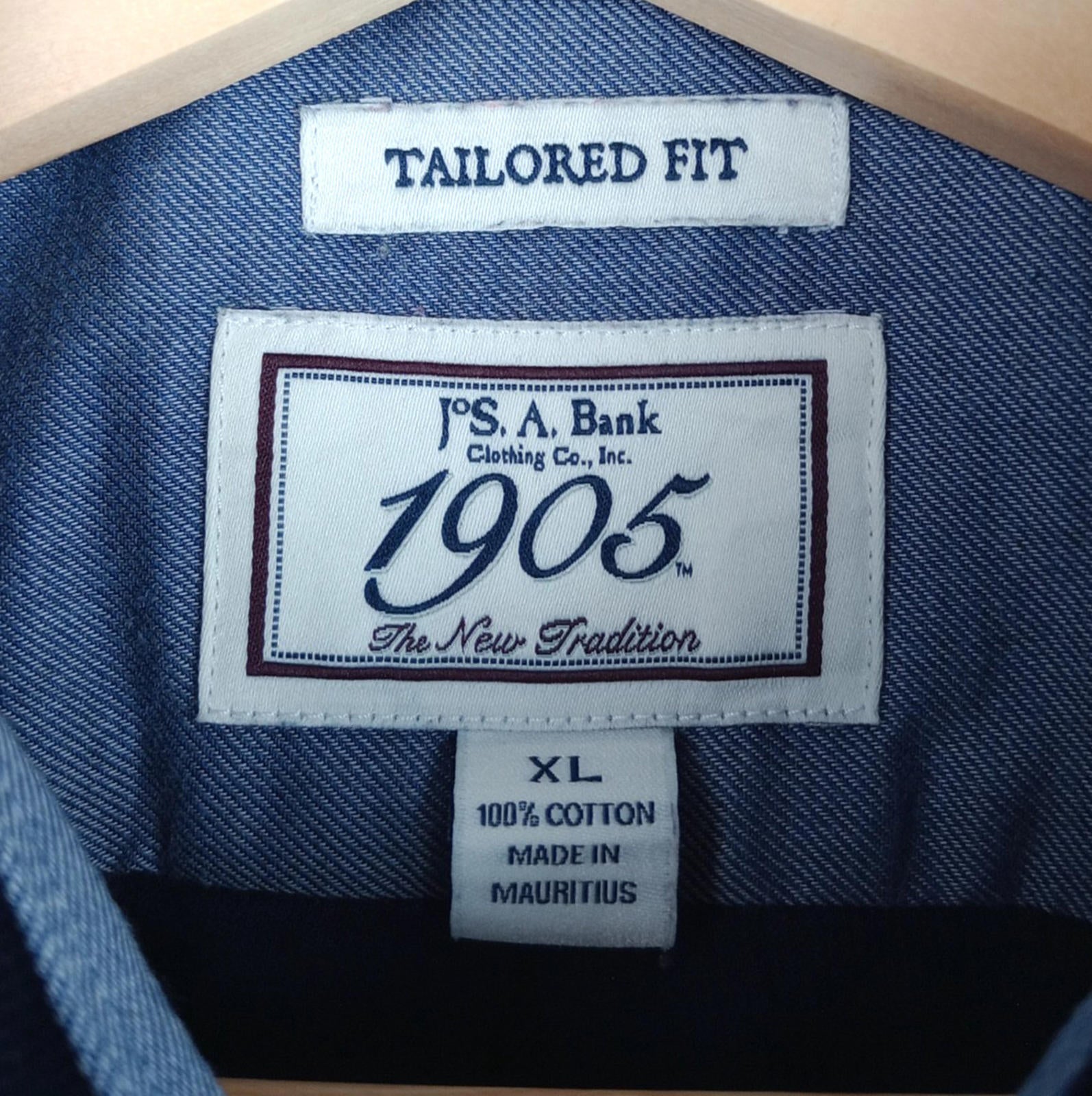 Jos. A. Bank Corduroy Shirt Men's UK Size XL Blue Long Sleeve Pocket 100% Cotton