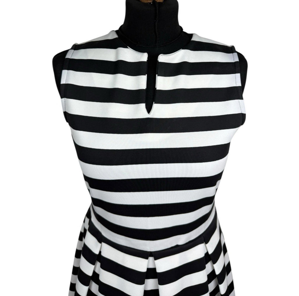 I-X London Striped Dress Women’s UK Size 12 Fit & Flare Sleeveless Pleated Skirt