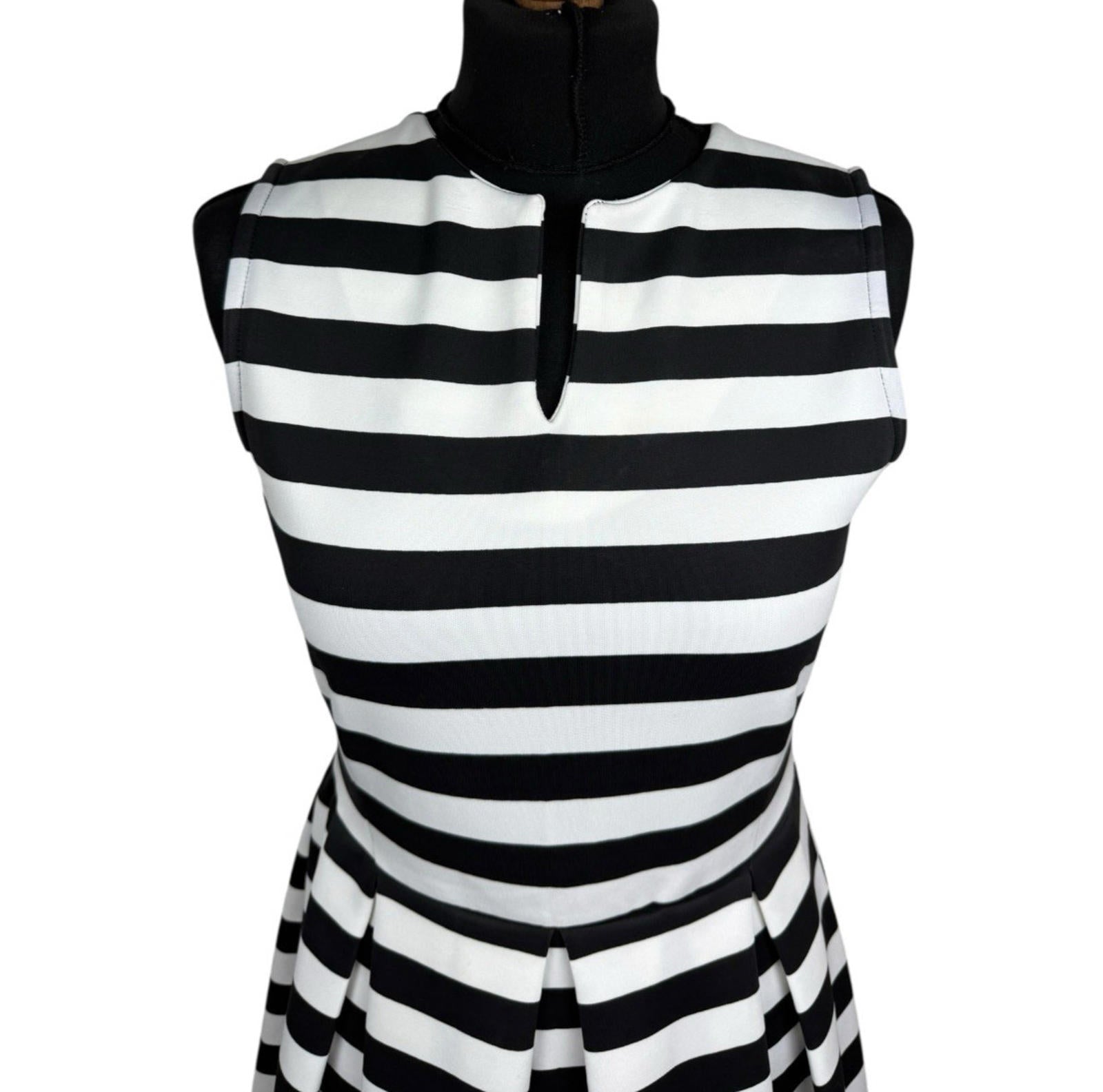 I-X London Striped Dress Women’s UK Size 12 Fit & Flare Sleeveless Pleated Skirt