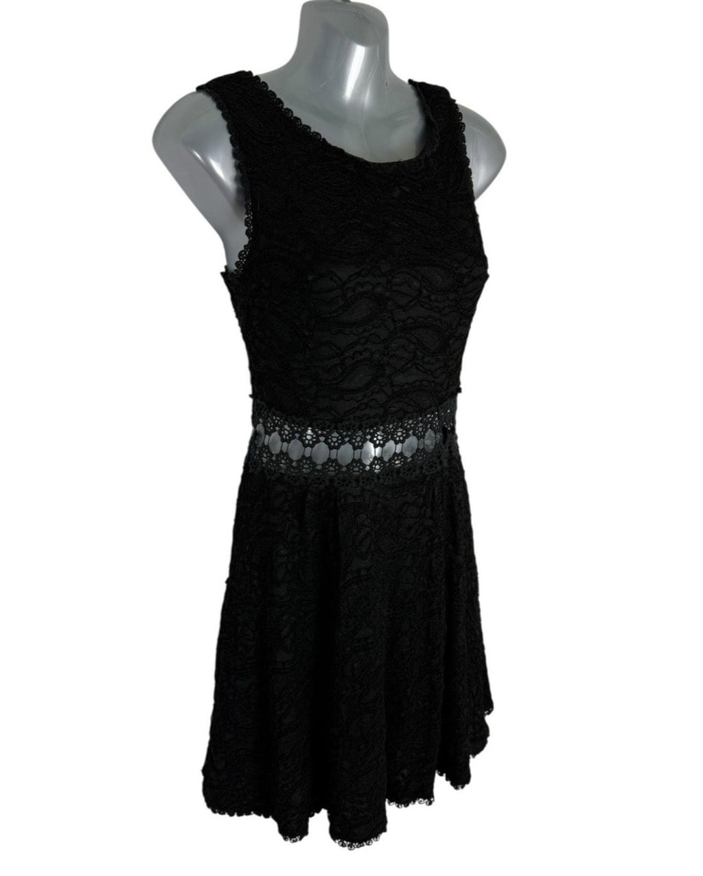 AX Paris Black Lace Dress Knee Length Cut Out Waistband Women’s UK Size 8