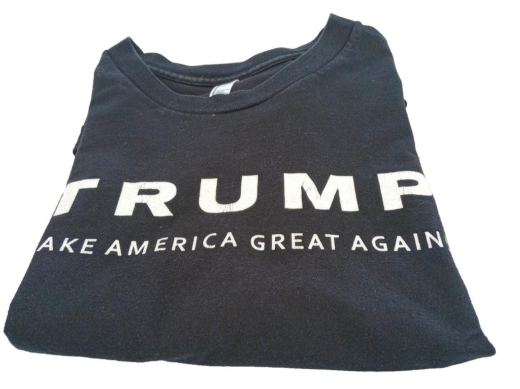 Trump Print T-Shirt Men's UK Size L Black Crew Neck USA Make America Great Again