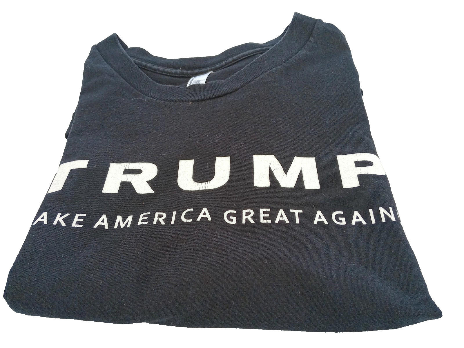 Trump Print T-Shirt Men's UK Size L Black Crew Neck USA Make America Great Again