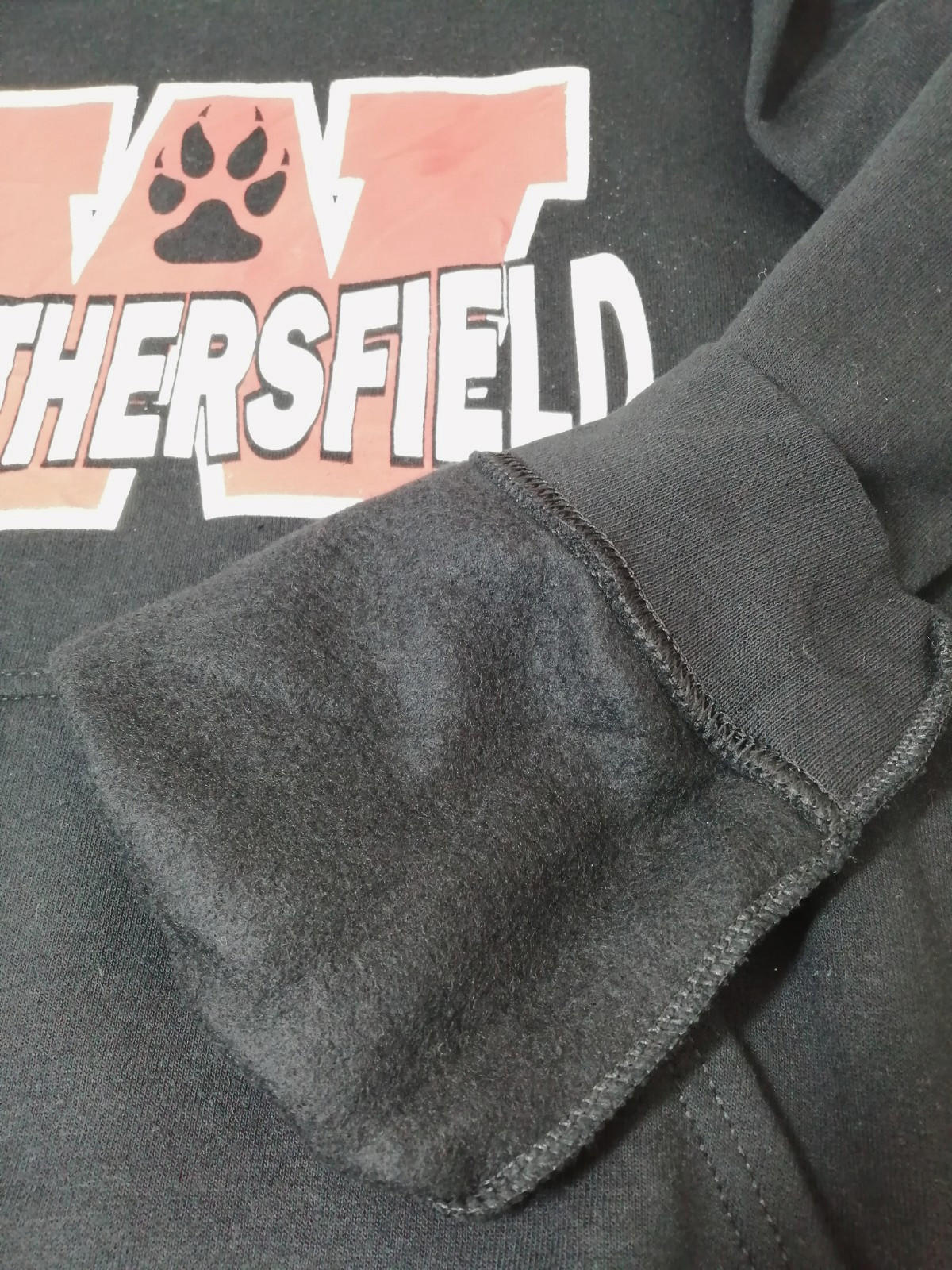 Weathersfield School Sports Hoodie Men's Size S Black Jersey Hooded Pockets