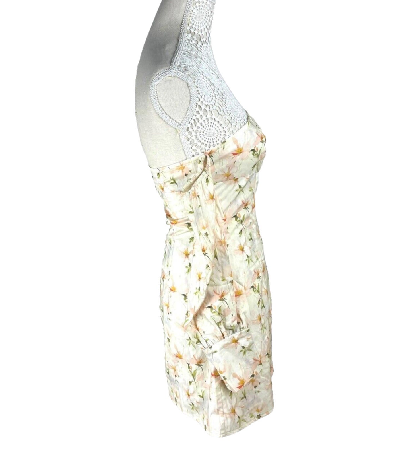 Pretty Little Thing Mini Dress Floral Off Shoulder Women's UK Size 8