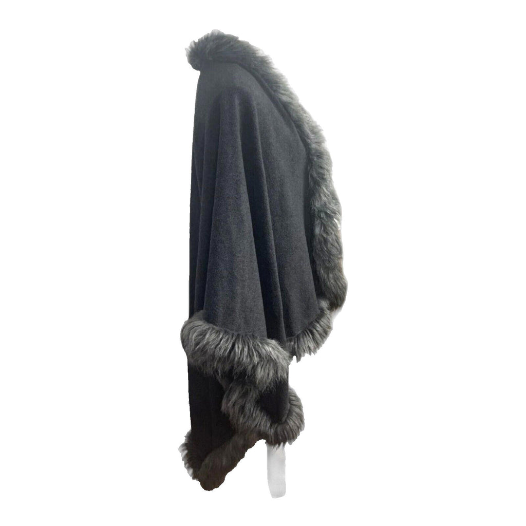 Very Fur Fleece Wrap Shawl Open Shoulder Coat Women's One Size UK 8 - 14 Grey