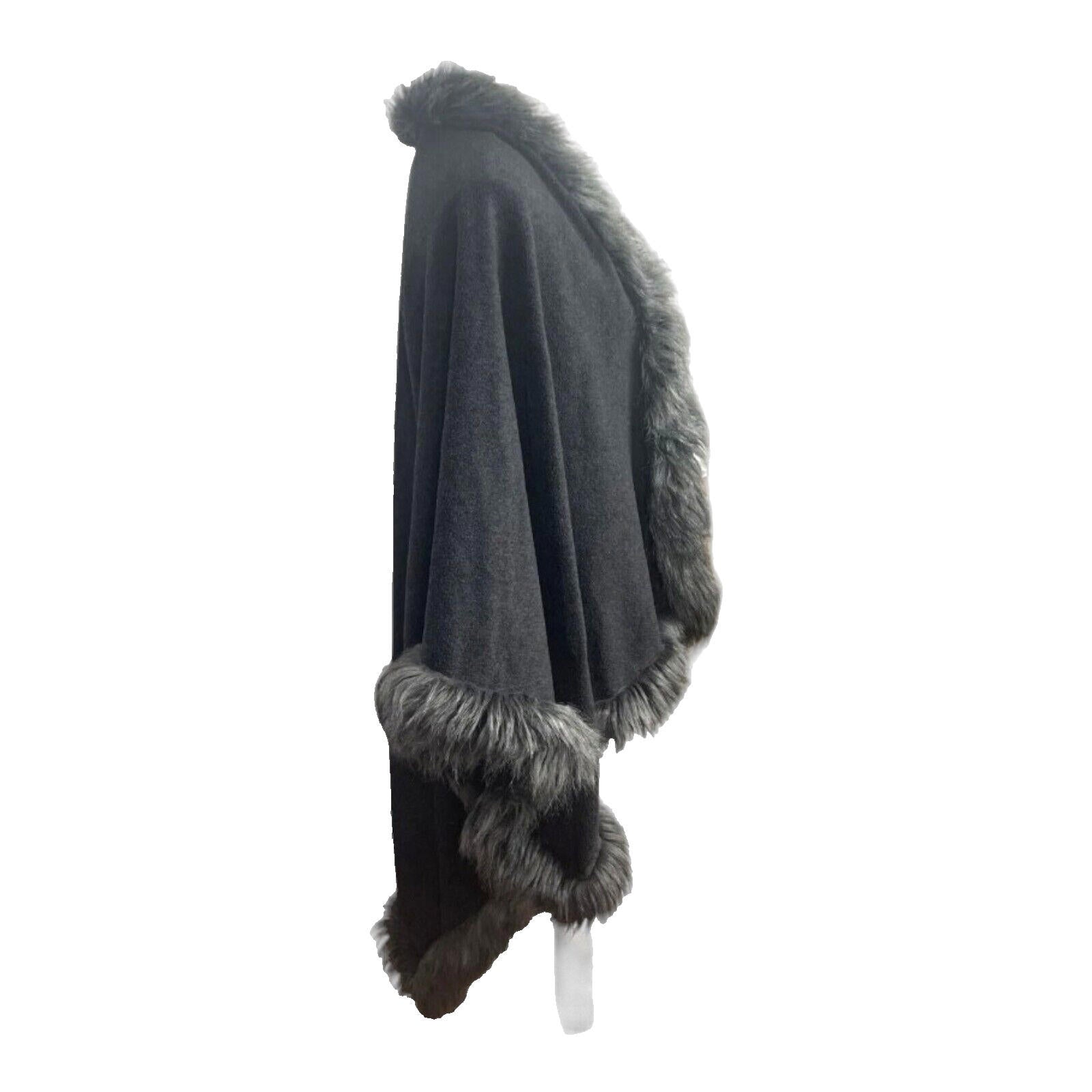 Very Fur Fleece Wrap Shawl Open Shoulder Coat Women's One Size UK 8 - 14 Grey