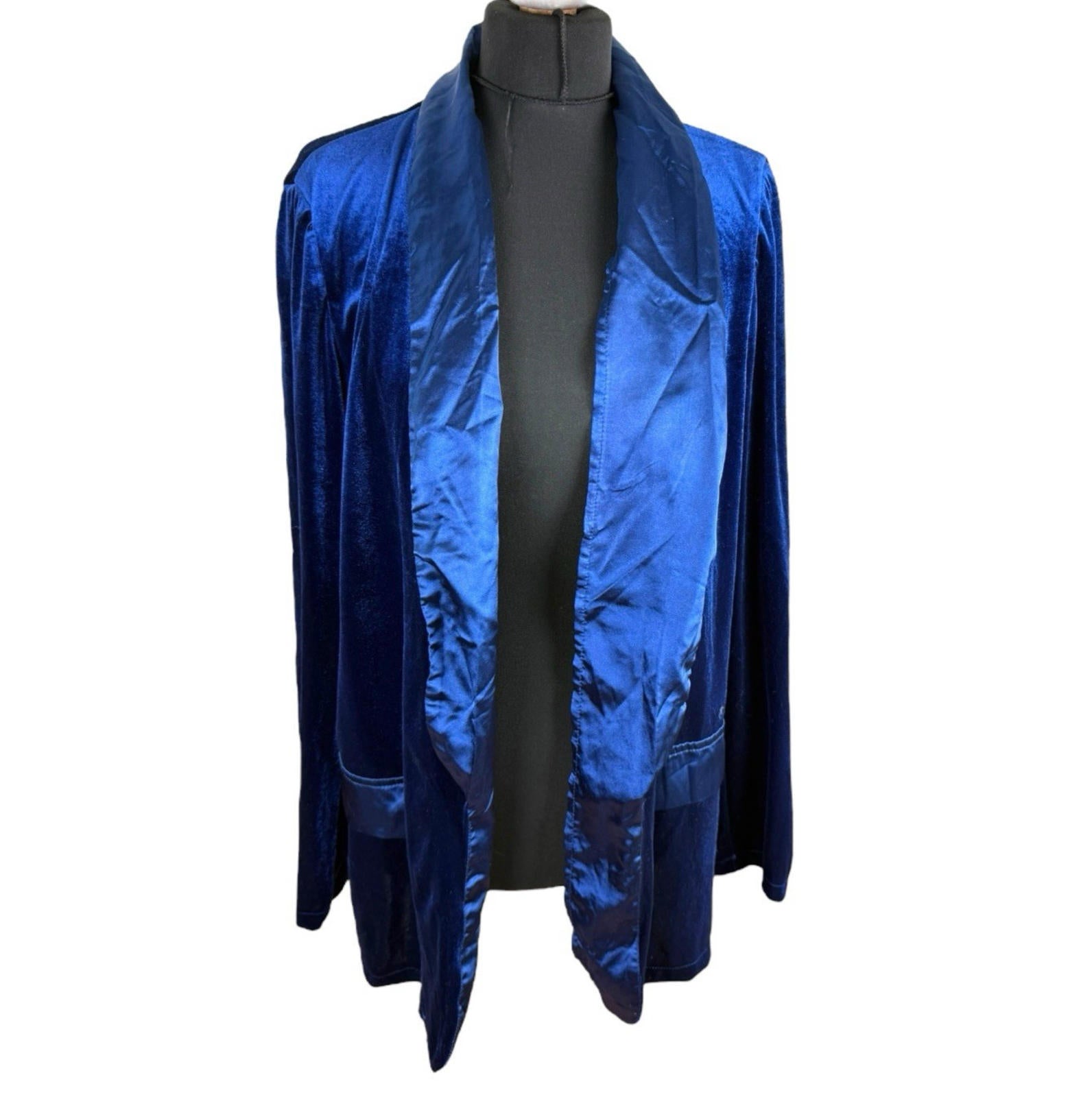 Shein Blue Velour Blazer Jacket Collared Women’s UK Size XL (14-16)