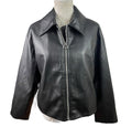 ASOS Faux Leather Jacket Women's UK Size 6 Black Zip Front Oversized Big Collar