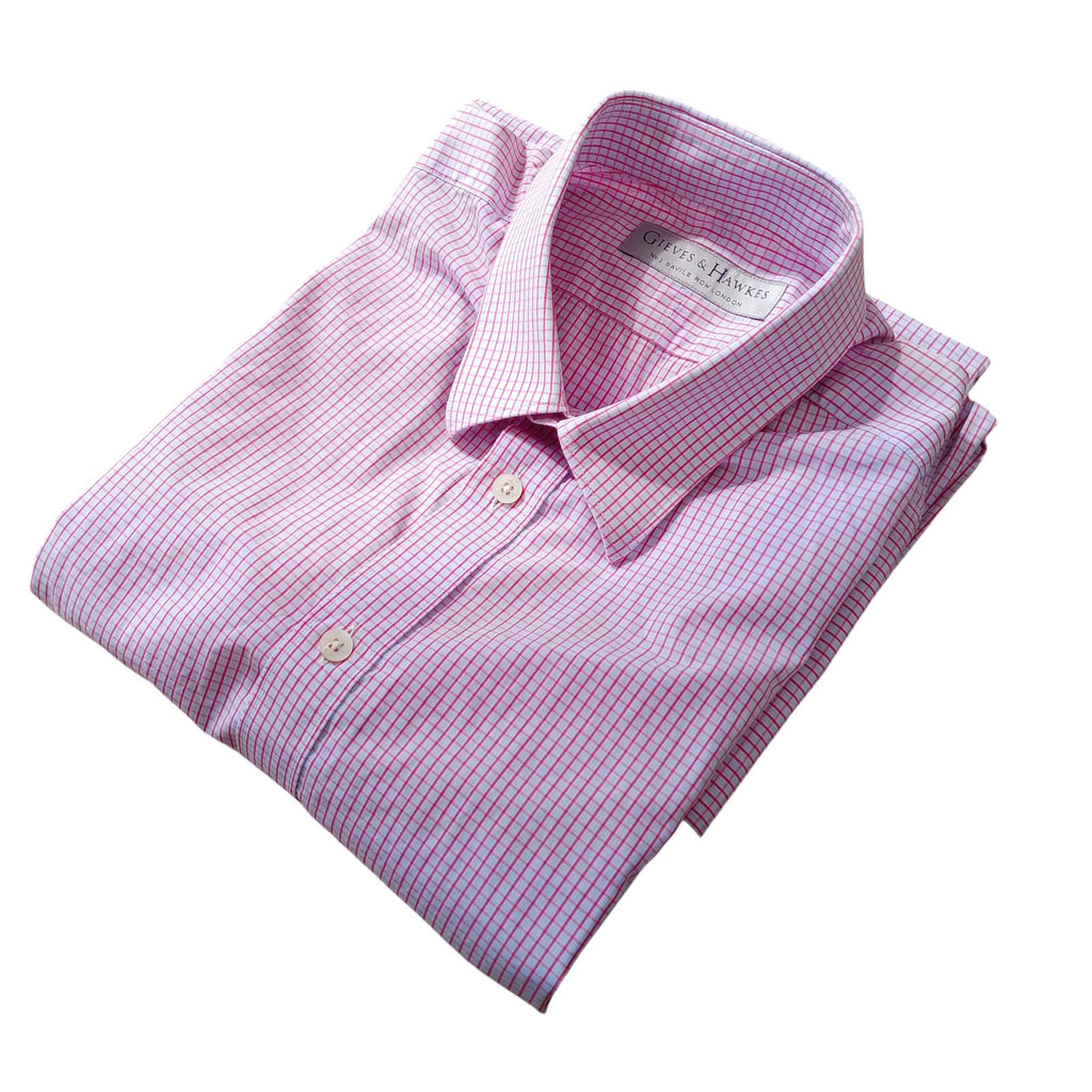 Gieves & Hawkes Pink Check Long Sleeve Shirt Men's UK Size M 37" Chest