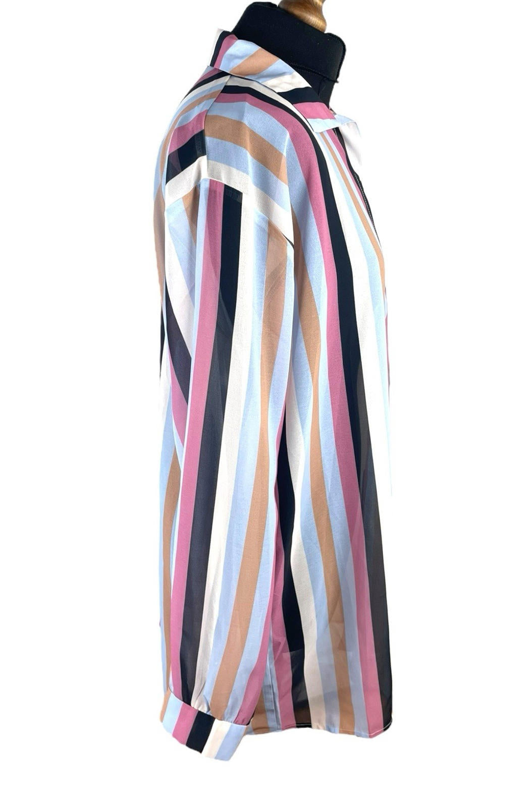 Pretty Little Thing Shirt Blouse Women’s UK Size S Colorful Stripe Long Sleeved
