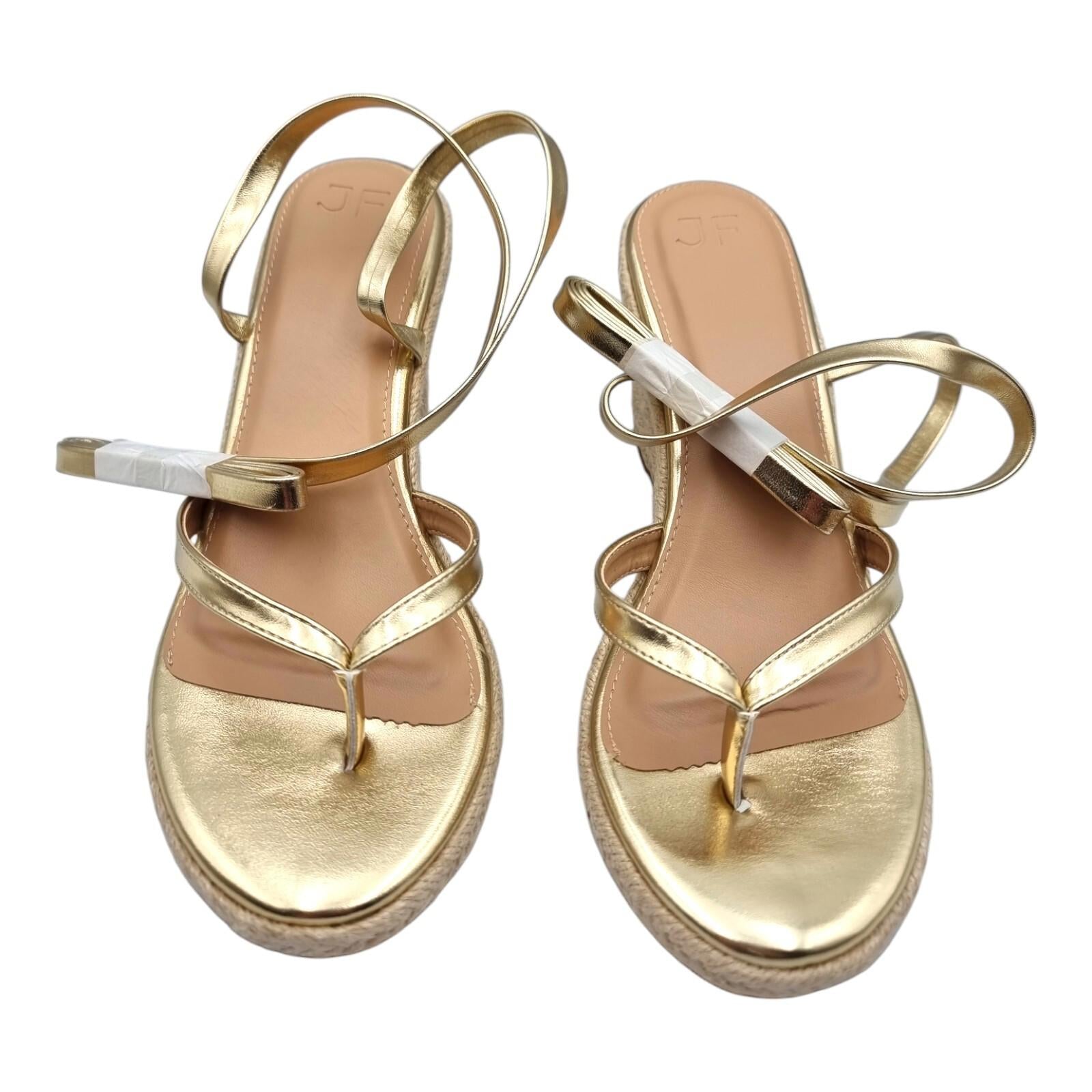 JUSTFAB Ambretta Wrap Wedge Sandals Shoes Gold Women's UK Size 9
