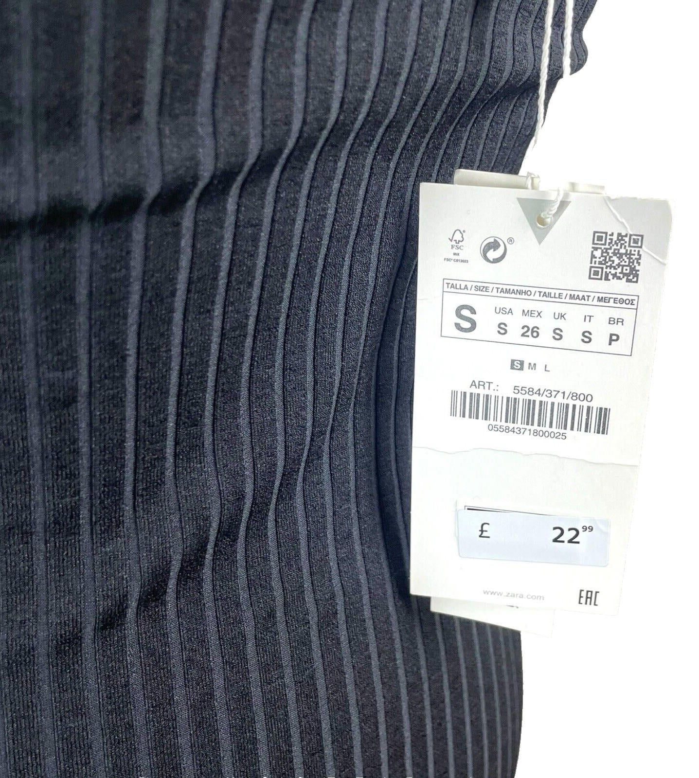 Zara Black Ribbed Maxi Dress Frill Straps Women’s UK Size S