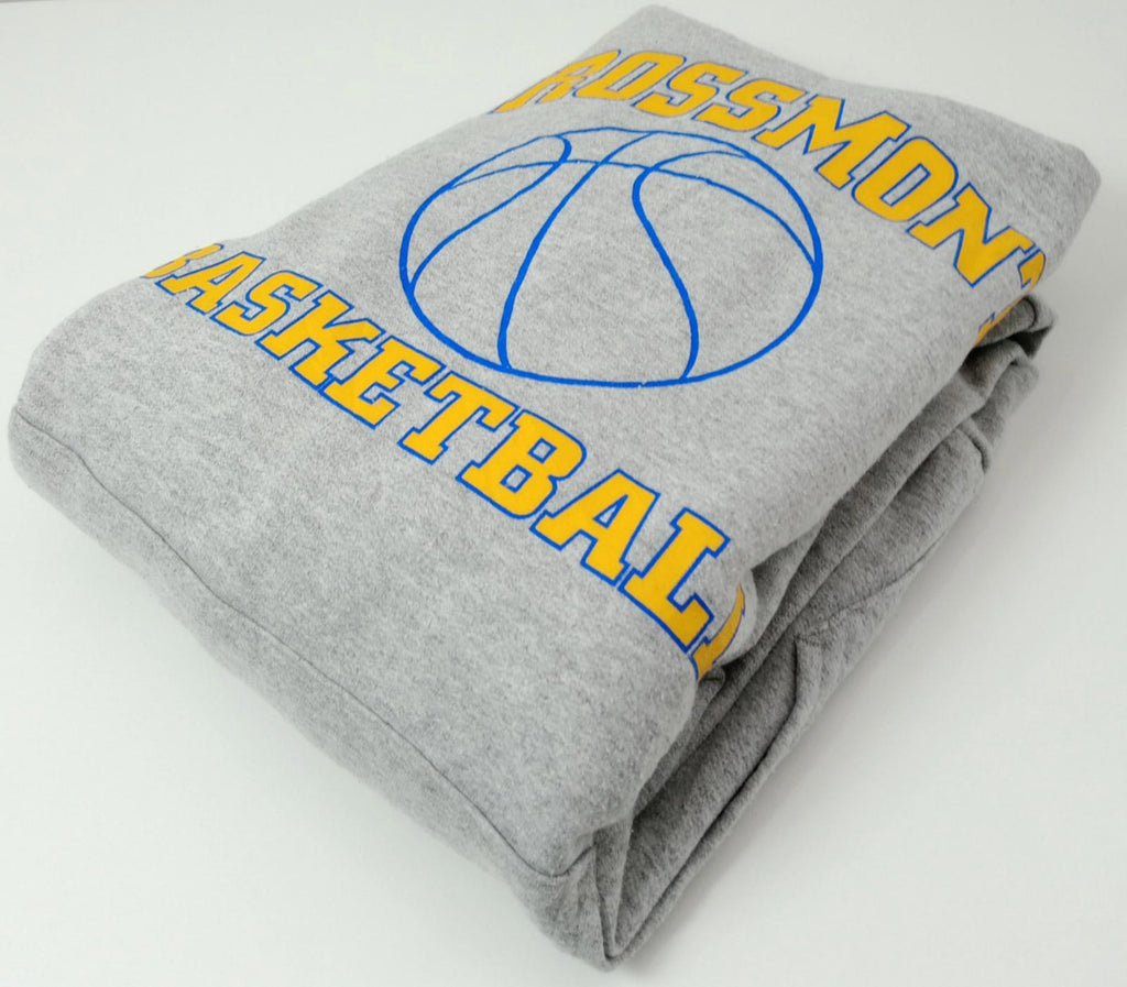 Grossmont Basketball Hoodie Men's UK Size L Grey Jersey Hooded Pockets Cotton
