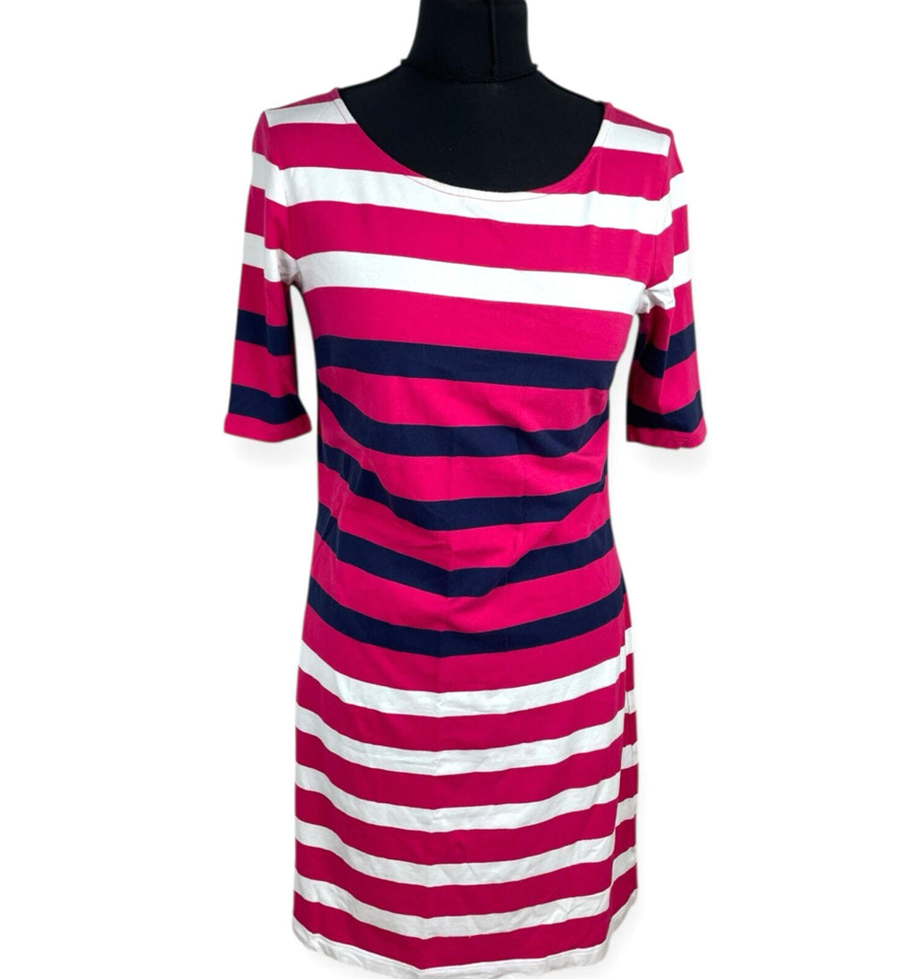 Tommy Hilfiger T-Shirt Dress Women’s UK Size M Striped Knee Length Pink