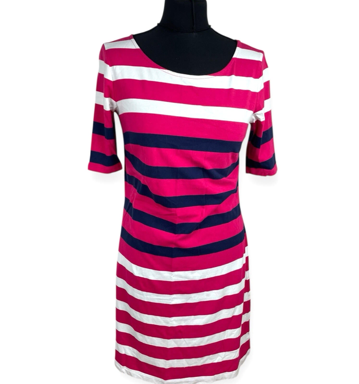 Tommy Hilfiger T-Shirt Dress Women’s UK Size M Striped Knee Length Pink