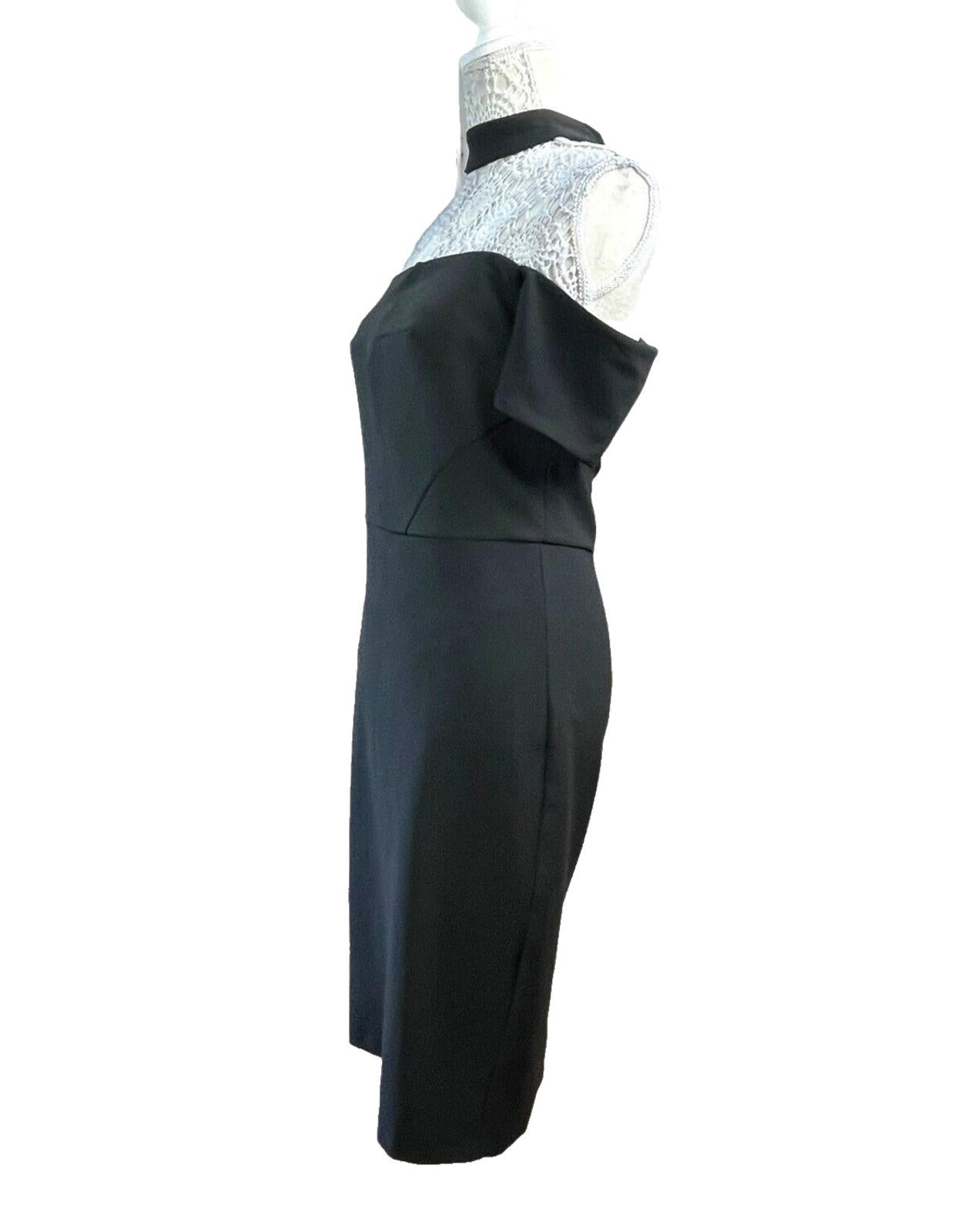 River Island Black Midi Dress Off Shoulder Collared Women’s UK Size 12