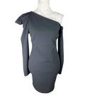 River Island Black Mini Dress One Shoulder Puff Sleeve Women’s UK Size 12