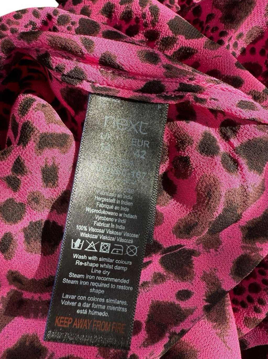 Next Chiffon Top Sheer Leopard Print Pink Lightweight Women’s UK Size 14