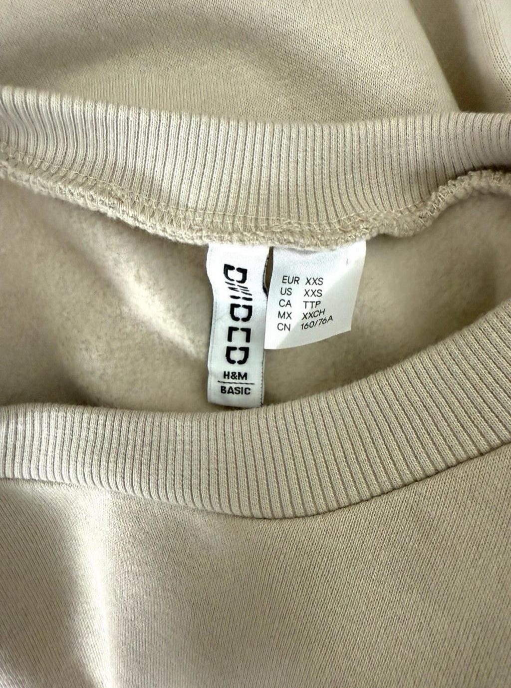 Divided Sweater Women's UK Size 2XS XXS Jersey Jumper Beige Cropped Crew Neck