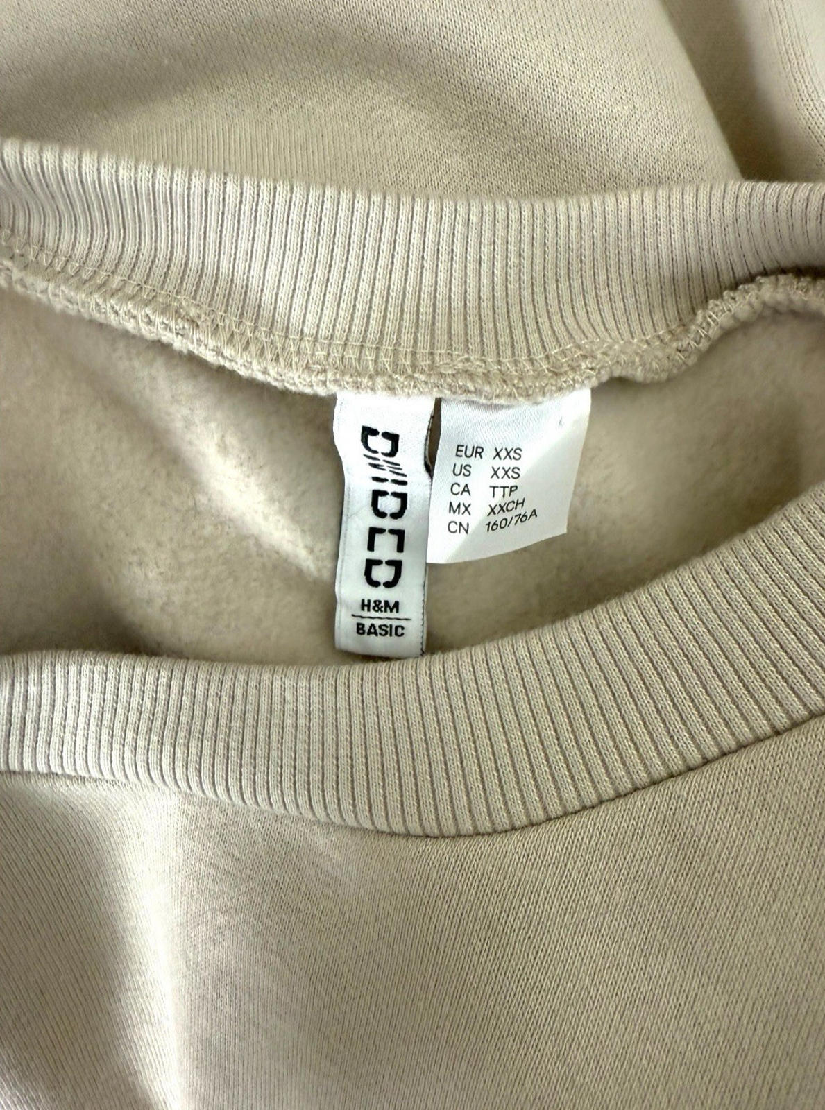 Divided Sweater Women's UK Size 2XS XXS Jersey Jumper Beige Cropped Crew Neck