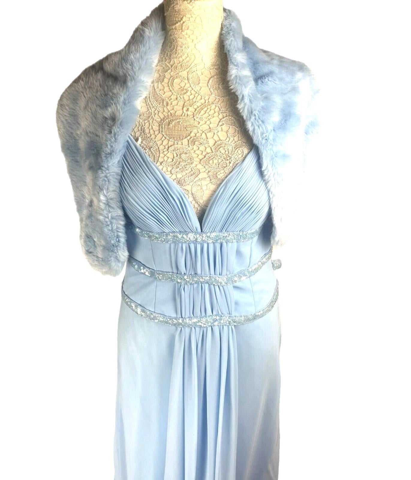 Crystal Breeze Prom Dress Women's UK Size 14 Pale Blue Ballgown Embezzled