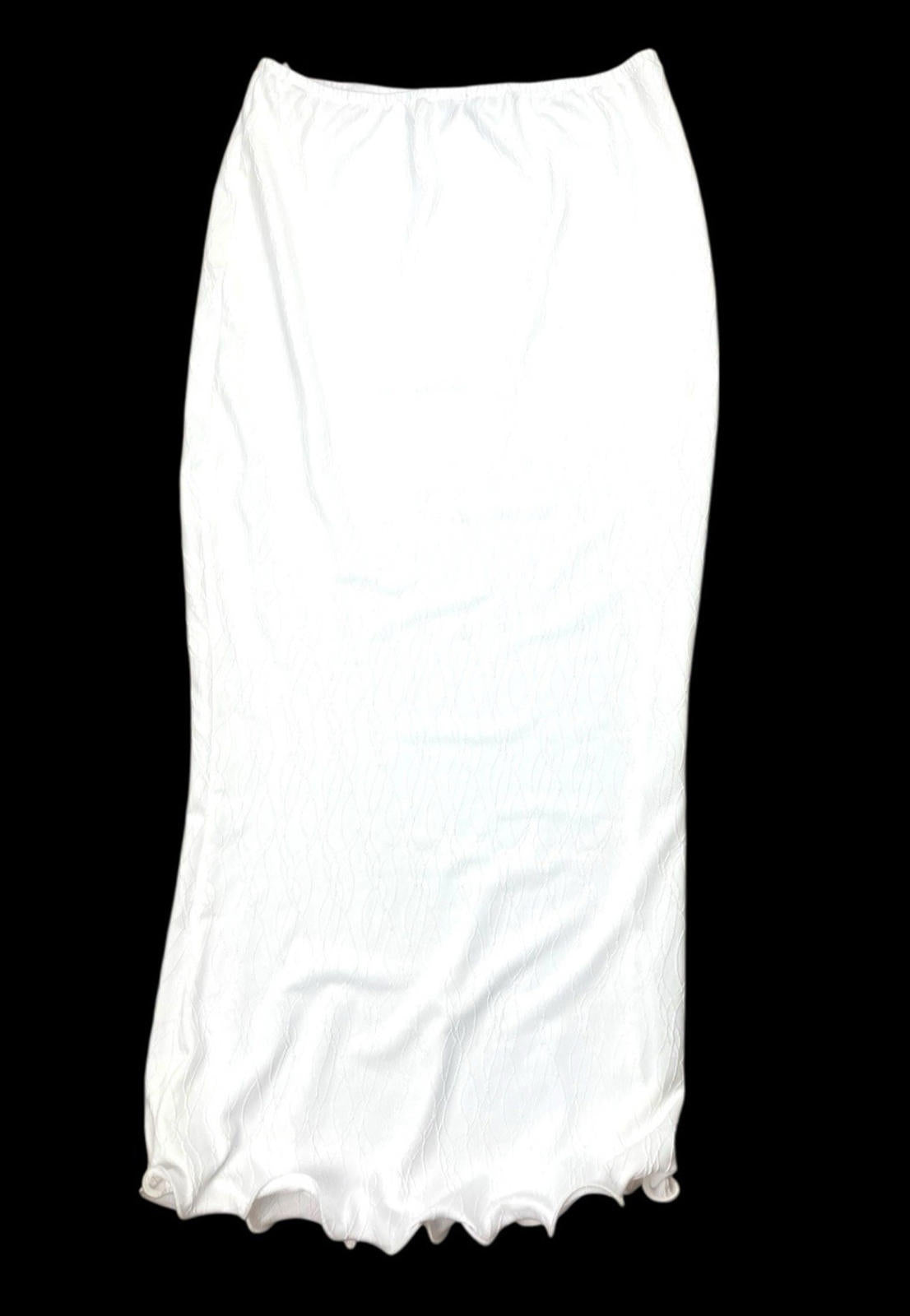 Pretty Little Thing White Midi Skirt High Waist Textured Women’s UK Size 16